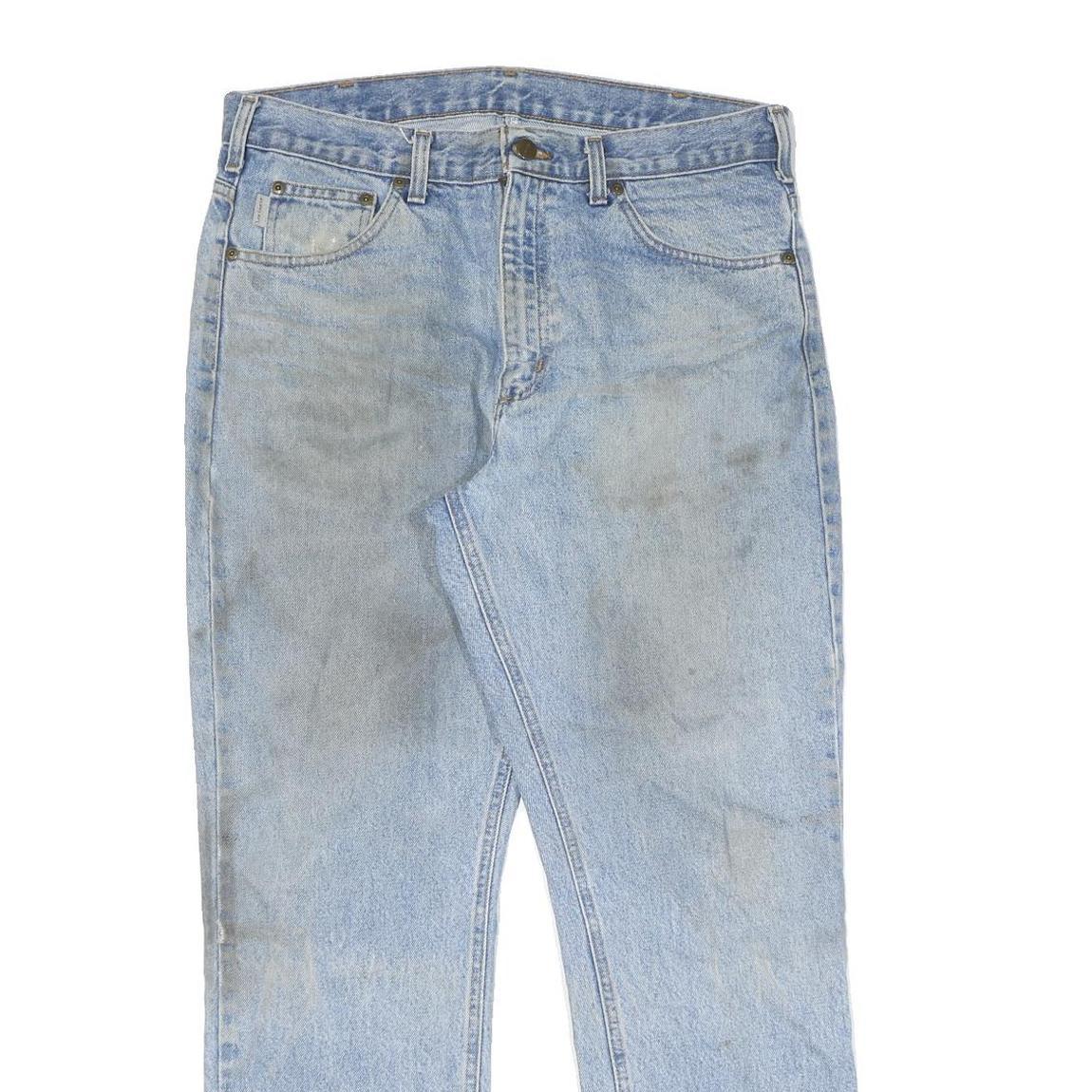 CARHARTT Mens Regular Blue Denim Jeans W34 L30 Workwear Zip Closure Casual