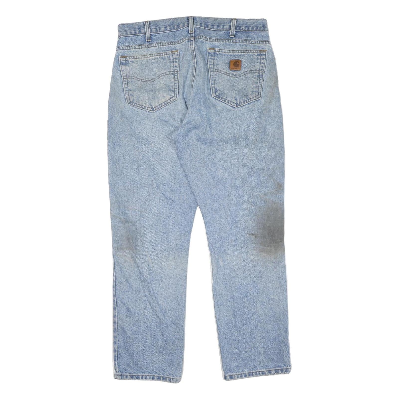 CARHARTT Mens Regular Blue Denim Jeans W34 L30 Workwear Zip Closure Casual