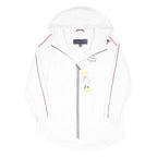 TOMMY HILFIGER Womens White Slim Hooded Outdoor Jacket S Polyester Blend Plain