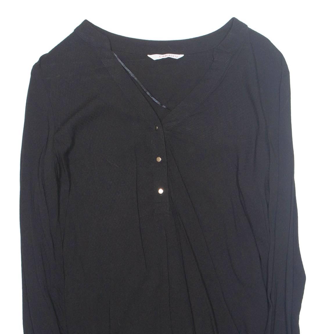 Womens Top Black V-Neck Long Sleeve M