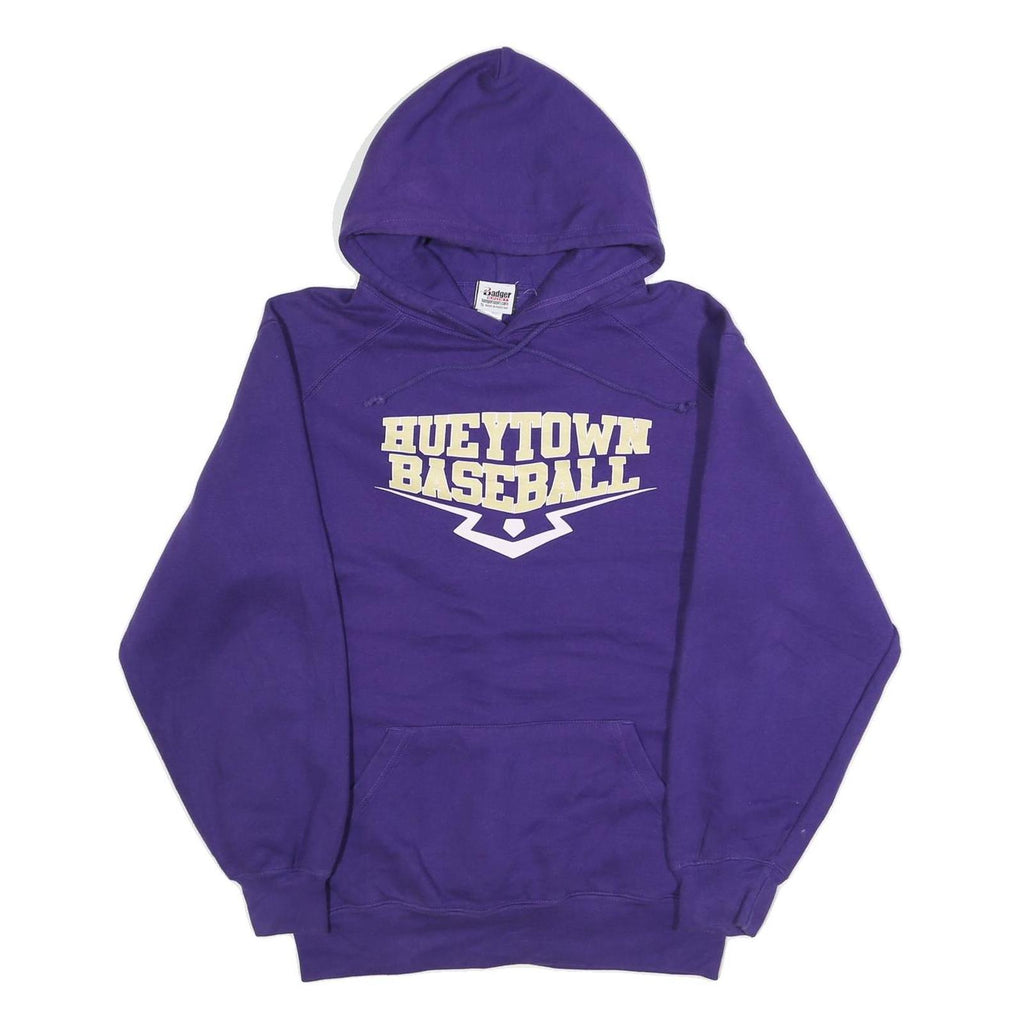 BADGER Mens Purple Hueytown Baseball Hoodie S Cotton Blend Pullover Casual