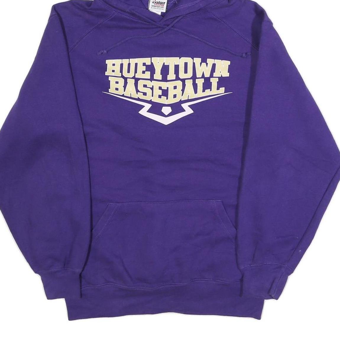BADGER Mens Purple Hueytown Baseball Hoodie S Cotton Blend Pullover Casual