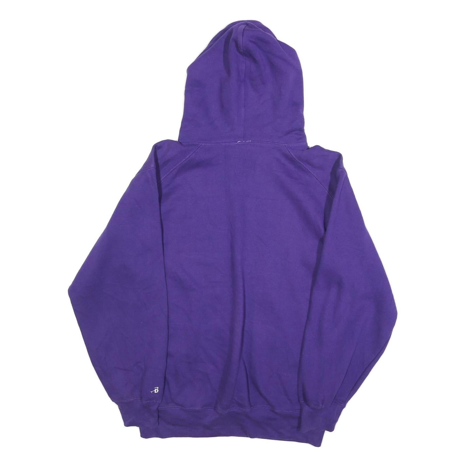 BADGER Mens Purple Hueytown Baseball Hoodie S Cotton Blend Pullover Casual