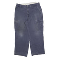 DICKIES Mens Relaxed Cargo Jeans Blue Cotton Blend Zip W36 L27 Workwear Utility