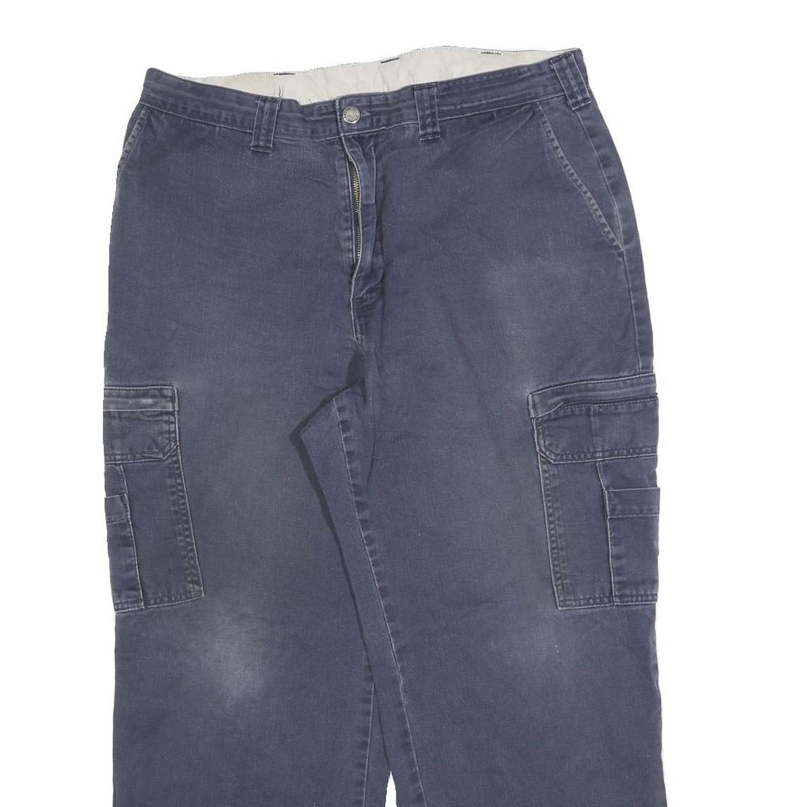 DICKIES Mens Relaxed Cargo Jeans Blue Cotton Blend Zip W36 L27 Workwear Utility