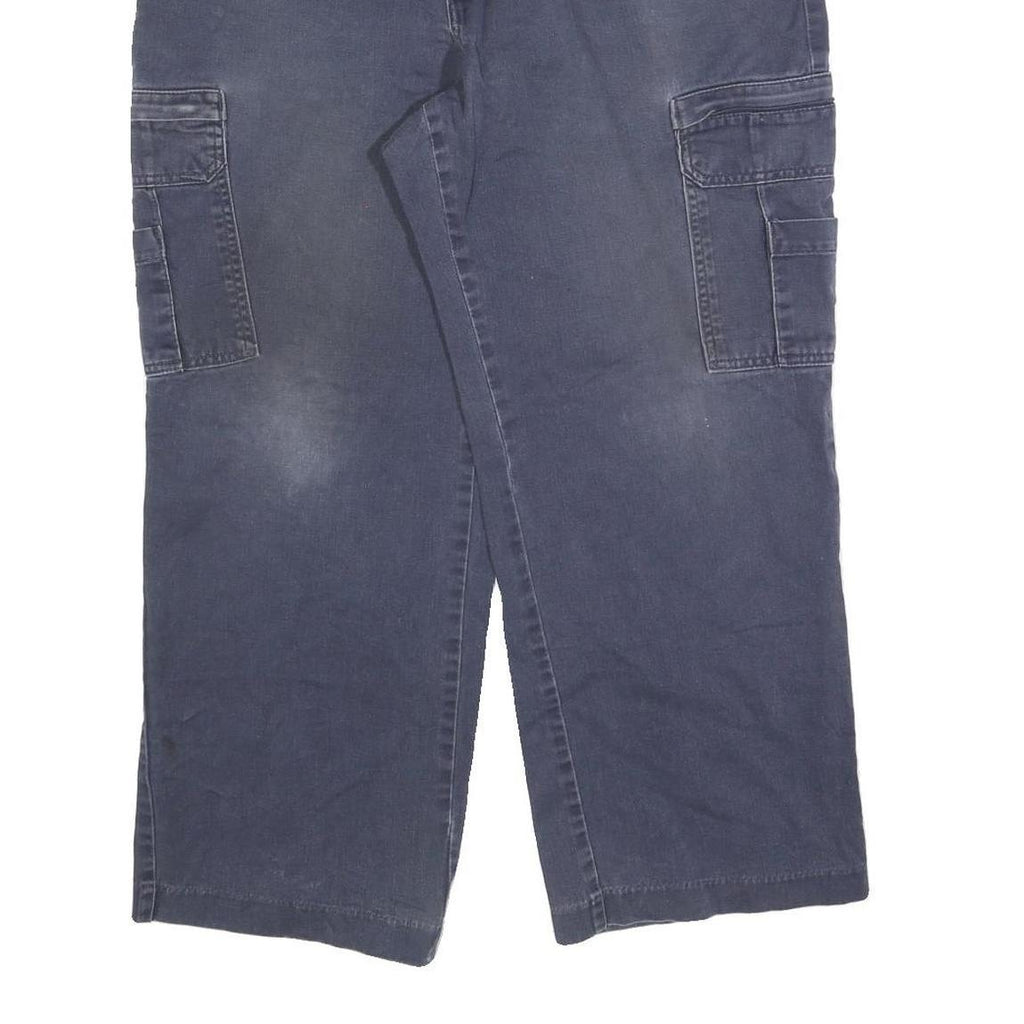 DICKIES Mens Relaxed Cargo Jeans Blue Cotton Blend Zip W36 L27 Workwear Utility