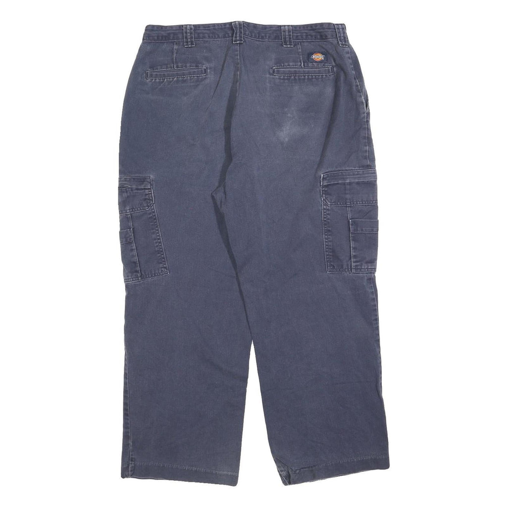 DICKIES Mens Relaxed Cargo Jeans Blue Cotton Blend Zip W36 L27 Workwear Utility