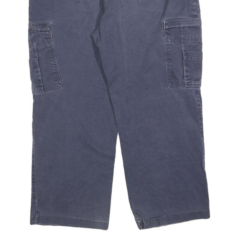 DICKIES Mens Relaxed Cargo Jeans Blue Cotton Blend Zip W36 L27 Workwear Utility