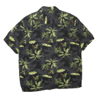 PURITAN Mens Black & Green Palm Tree Print Cotton Blend Shirt M Summer Casual