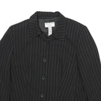 COVINGTON Womens Black Pinstripe Jacket Button UK 12 Polyester Blend Classic