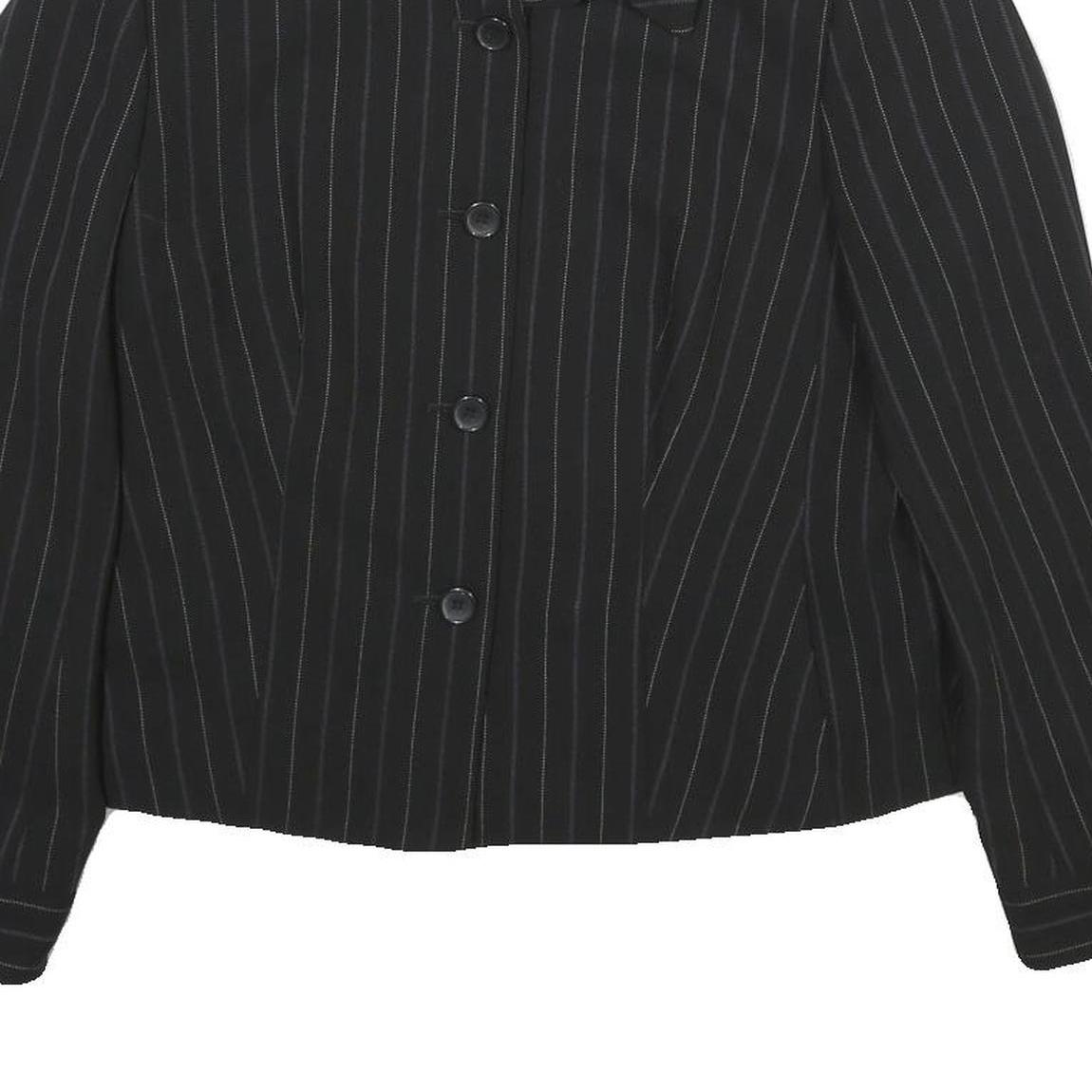 COVINGTON Womens Black Pinstripe Jacket Button UK 12 Polyester Blend Classic