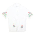 ZARA Womens White Embroidered Shirt Short Sleeve Collared S Floral Design