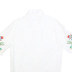 ZARA Womens White Embroidered Shirt Short Sleeve Collared S Floral Design