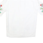 ZARA Womens White Embroidered Shirt Short Sleeve Collared S Floral Design
