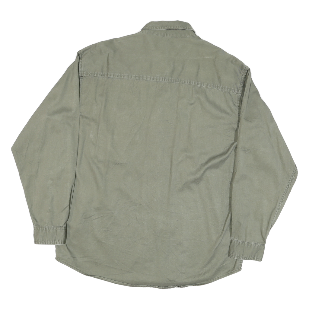 MAGELAN Mens Green & Beige Cotton Blend Shirt L Quilted Shoulder Elbow Patch