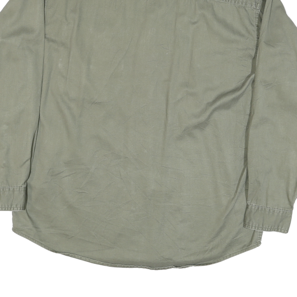 MAGELAN Mens Green & Beige Cotton Blend Shirt L Quilted Shoulder Elbow Patch
