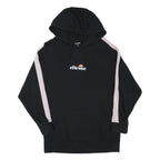 ELLESSE Womens Black & Pink Hoodie UK 12 Cotton Blend Pullover Casual Sweatshirt
