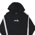 ELLESSE Womens Black & Pink Hoodie UK 12 Cotton Blend Pullover Casual Sweatshirt