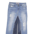 WAM Womens Blue Denim Paint Splatter Midi Skirt XL Distressed Casual