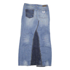 WAM Womens Blue Denim Paint Splatter Midi Skirt XL Distressed Casual