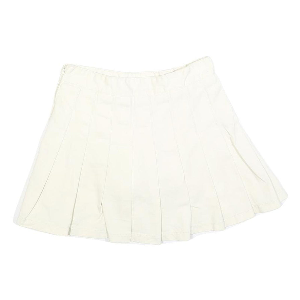 Womens White Pleated Mini Cotton Blend Skort Size S Casual Comfortable Summer