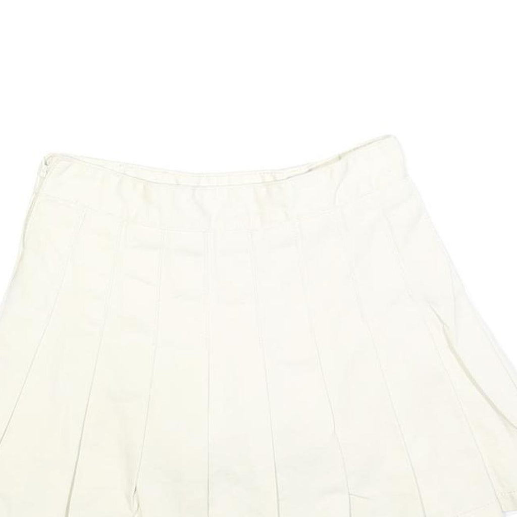 Womens White Pleated Mini Cotton Blend Skort Size S Casual Comfortable Summer