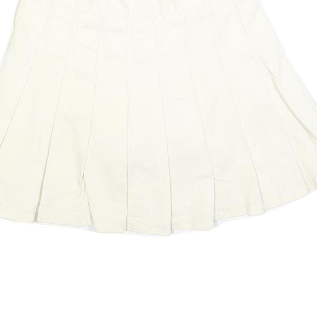 Womens White Pleated Mini Cotton Blend Skort Size S Casual Comfortable Summer