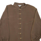 MARIE CLEMENCE Womens Brown Long Sleeve Button Neck Top XL Elegant Polyester