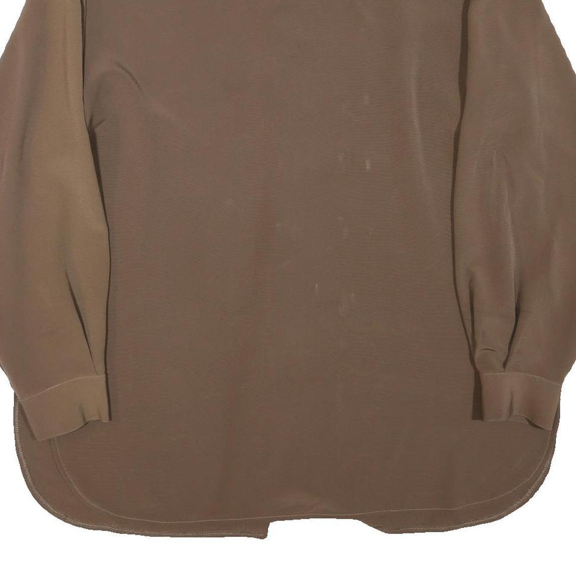 MARIE CLEMENCE Womens Brown Long Sleeve Button Neck Top XL Elegant Polyester