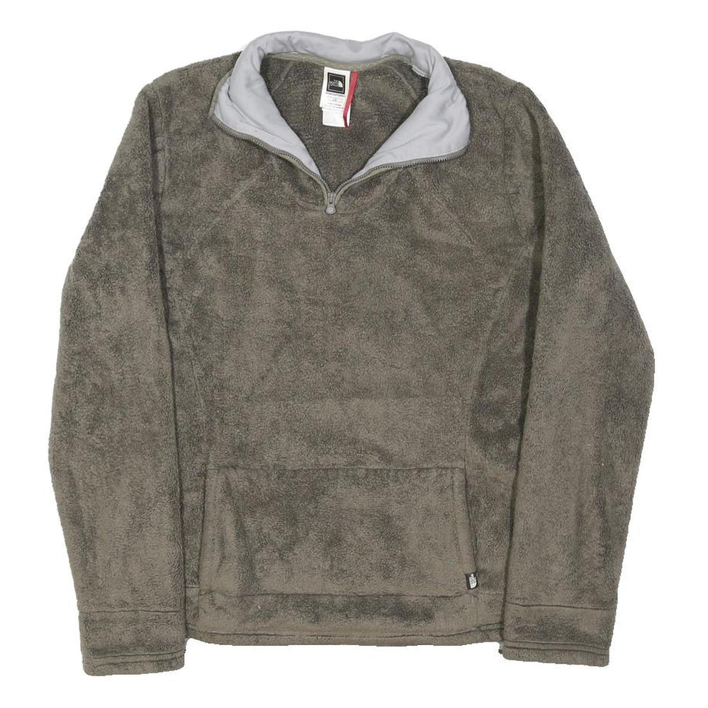THE NORTH FACE Womens Grey Fleece Pullover Plain Crew Neck Regular L Zip Up