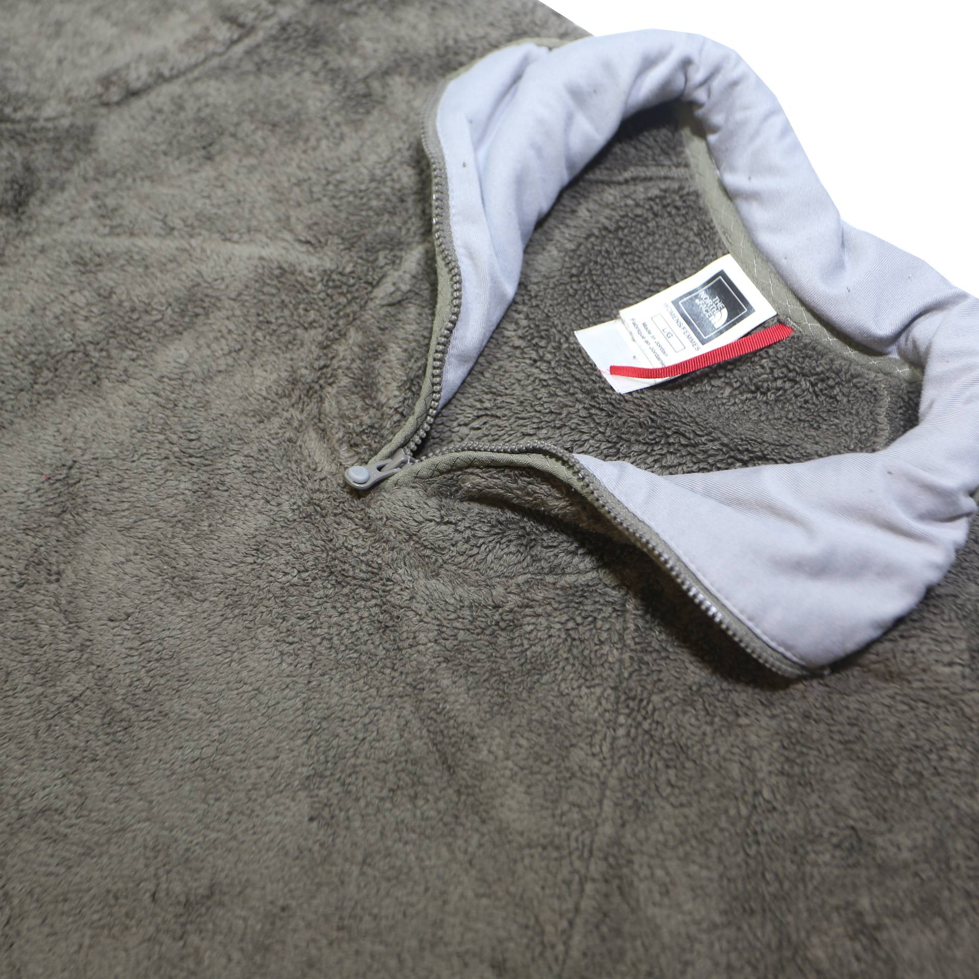 THE NORTH FACE Womens Grey Fleece Pullover Plain Crew Neck Regular L Zip Up