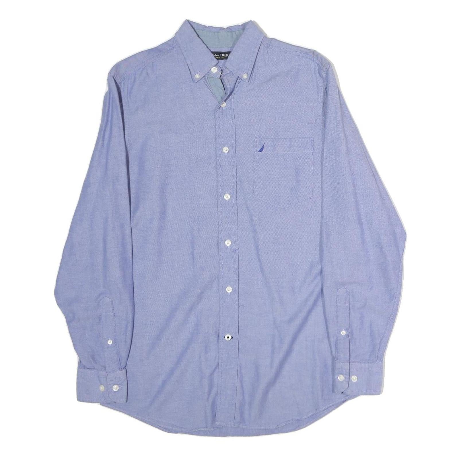 NAUTICA Mens Blue Button-Down Oxford Shirt S Casual Cotton Blend Long Sleeve