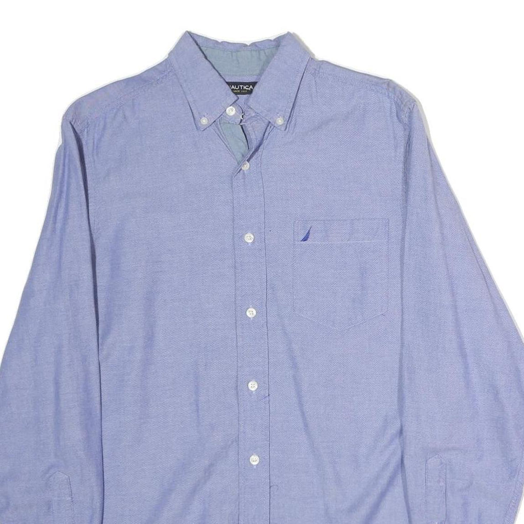 NAUTICA Mens Blue Button-Down Oxford Shirt S Casual Cotton Blend Long Sleeve