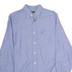 NAUTICA Mens Blue Button-Down Oxford Shirt S Casual Cotton Blend Long Sleeve