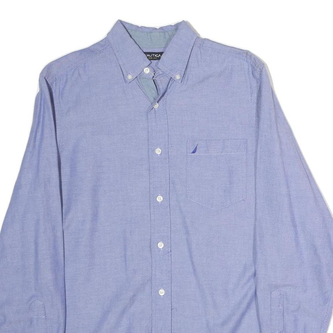 NAUTICA Mens Blue Button-Down Oxford Shirt S Casual Cotton Blend Long Sleeve