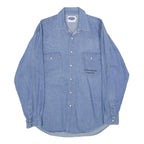 BEST IN TOWN Mens Blue Denim Cotton Shirt M Embroidered Cow Graphic