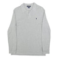POLO RALPH LAUREN Boys Grey Long Sleeve Plain Cotton Blend Polo Shirt L