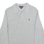 POLO RALPH LAUREN Boys Grey Long Sleeve Plain Cotton Blend Polo Shirt L