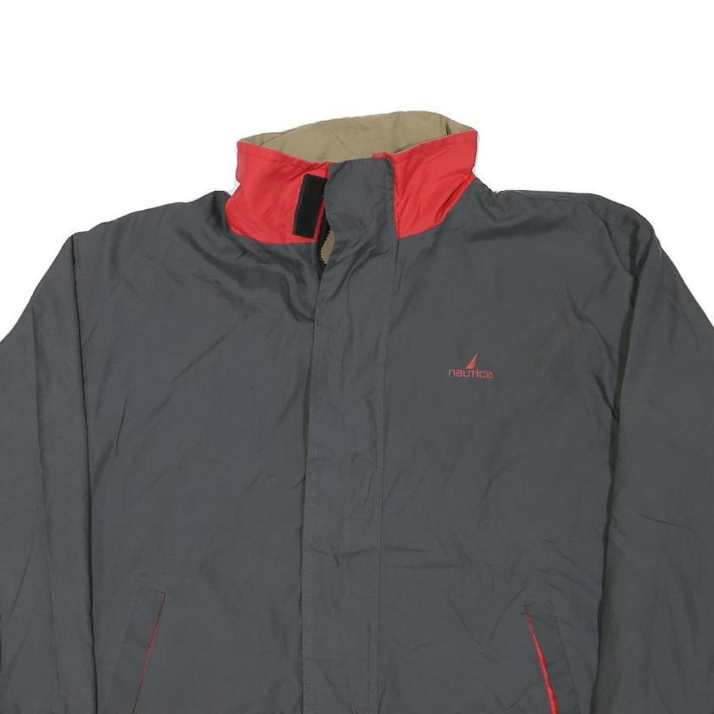 NAUTICA Womens Grey & Red Nylon Zip Jacket M Lightweight Casual