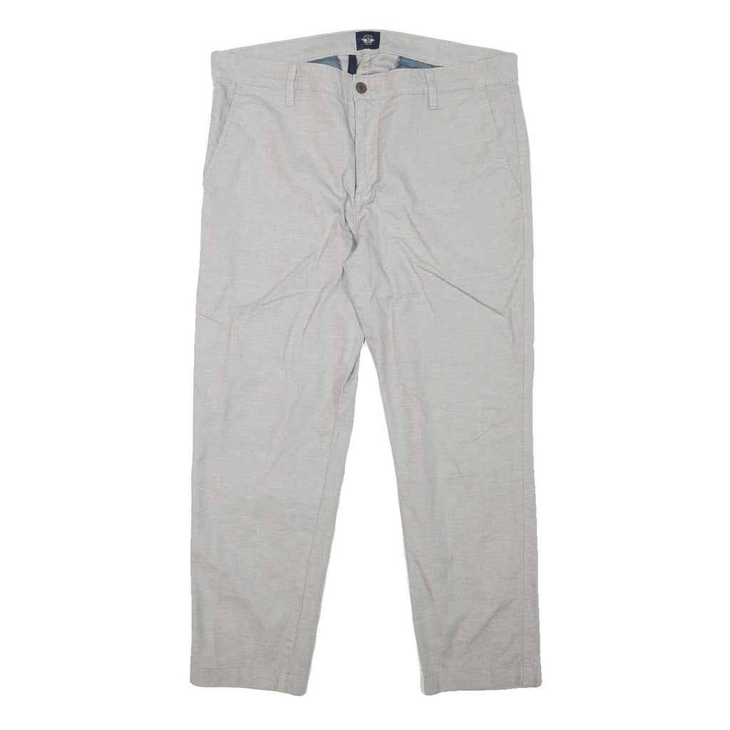 DOCKERS Mens Cotton Blend Beige Regular Fit Straight Trousers W36 L27 Classic