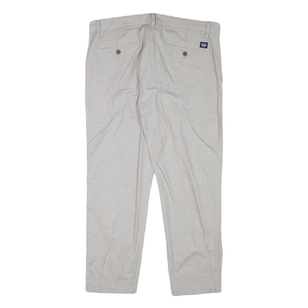 DOCKERS Mens Cotton Blend Beige Regular Fit Straight Trousers W36 L27 Classic