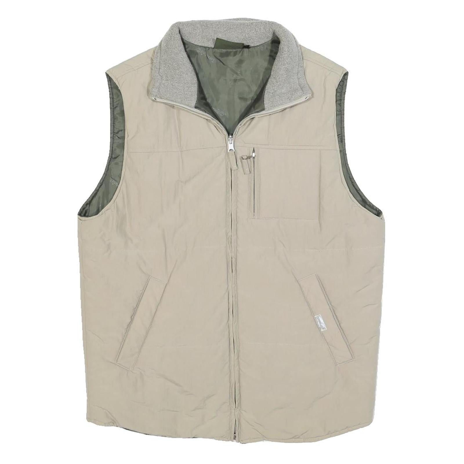 TIMBERLAND Boys Beige Fleece Lined Zip Up Jacket 16Y Polyester Outdoor Vest