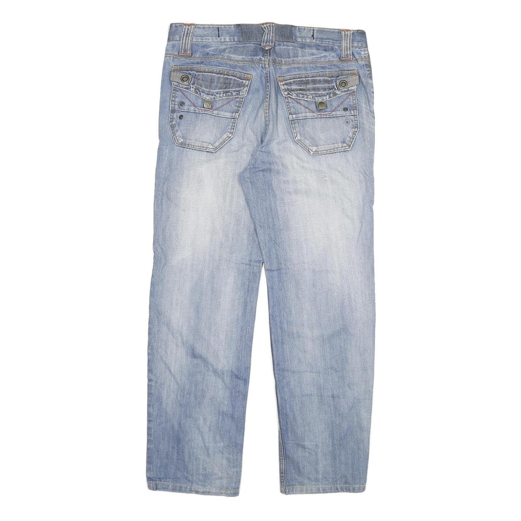 Mens Regular Fit Light Blue Denim Jeans Zip Closure W34 L30 Casual Wear