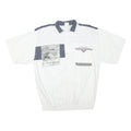Mens White & Grey Graphic Casual Short Sleeve Polo Shirt L Cotton Summer Top
