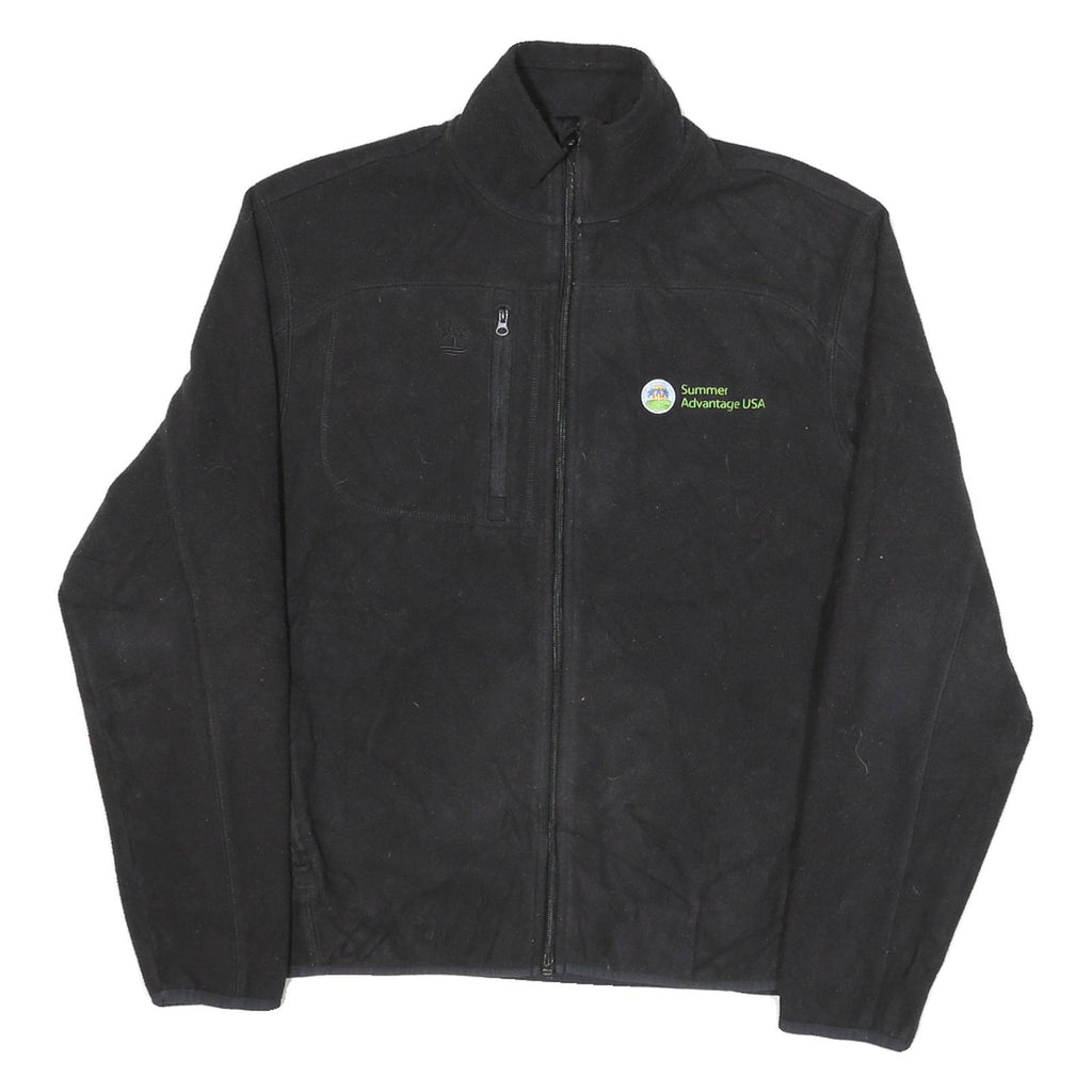 TIMBERLAND Womens Black Outdoor Jacket L Polyester Woven Plain Zip Long Sleeve
