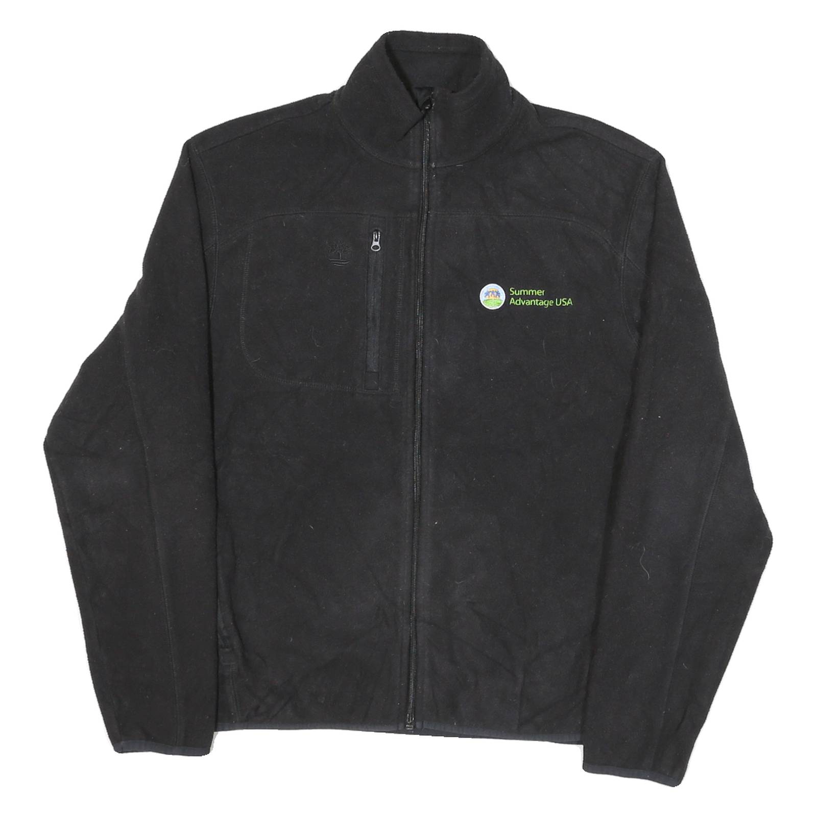 TIMBERLAND Womens Black Outdoor Jacket L Polyester Woven Plain Zip Long Sleeve