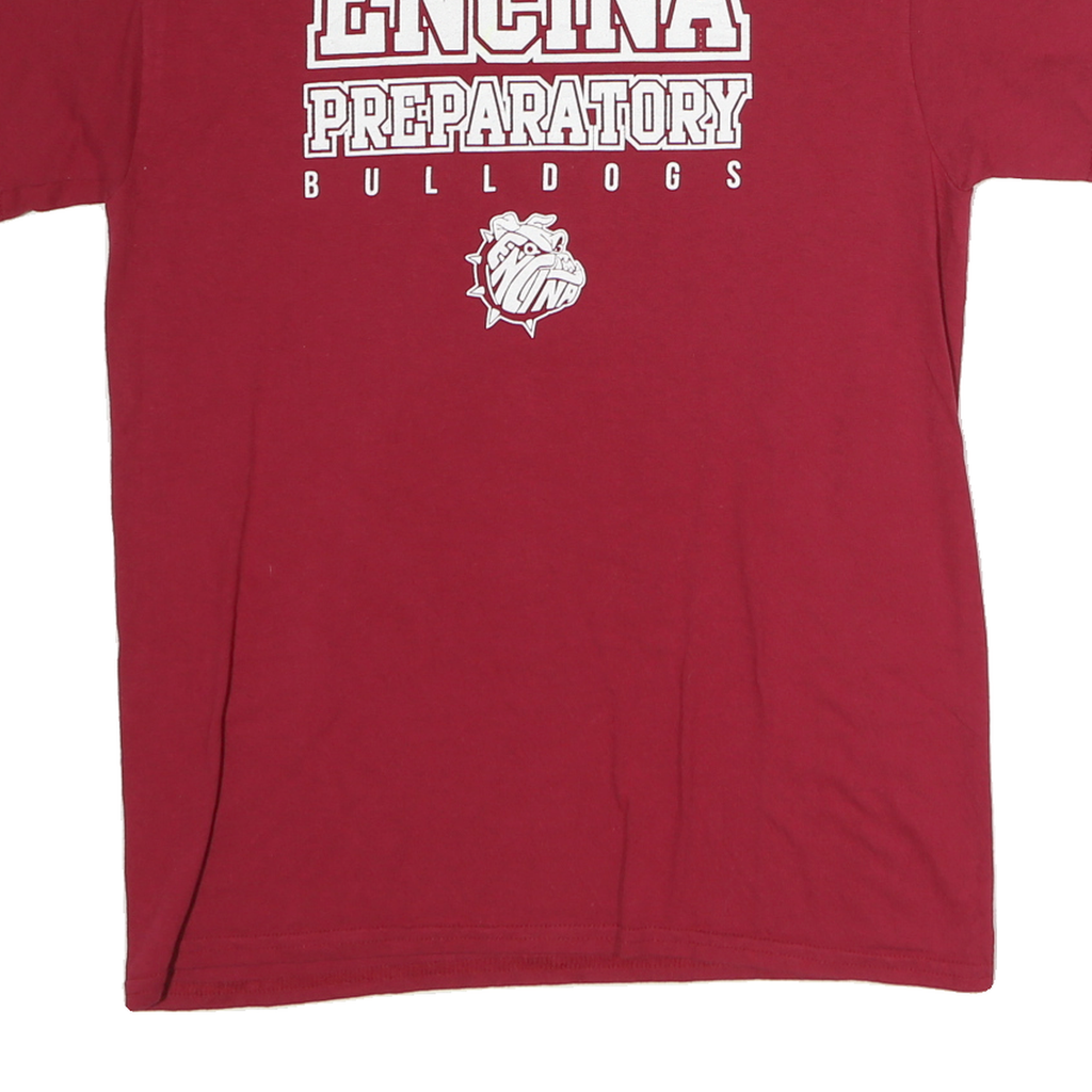 GILDAN Womens Red Encina Preparatory Bulldogs Graphic T-Shirt M Short Sleeve