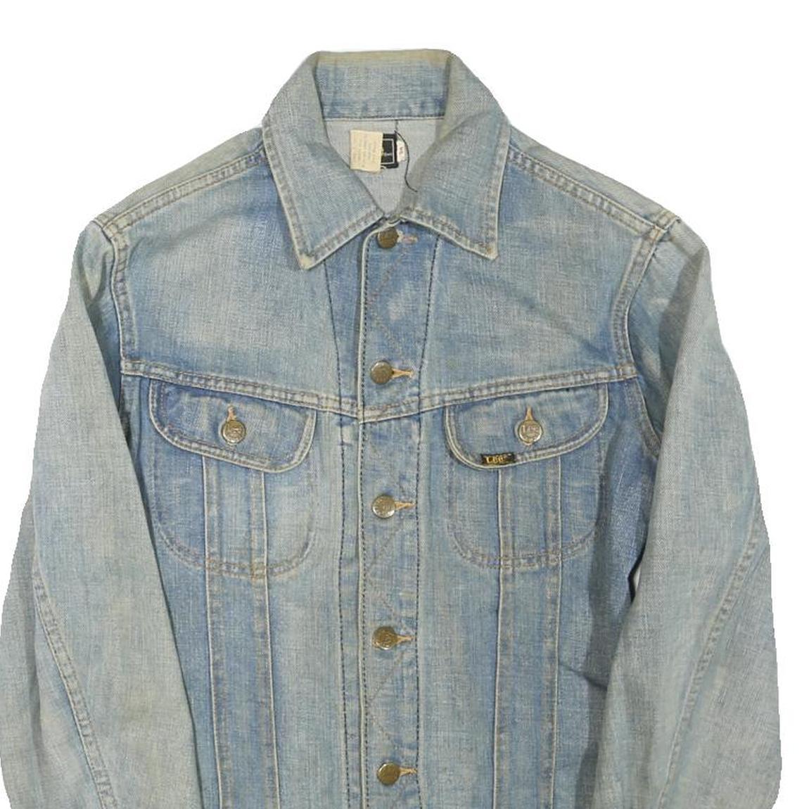 LEE Mens Blue Denim Jacket S Cotton Blended Button Closure Classic Fit