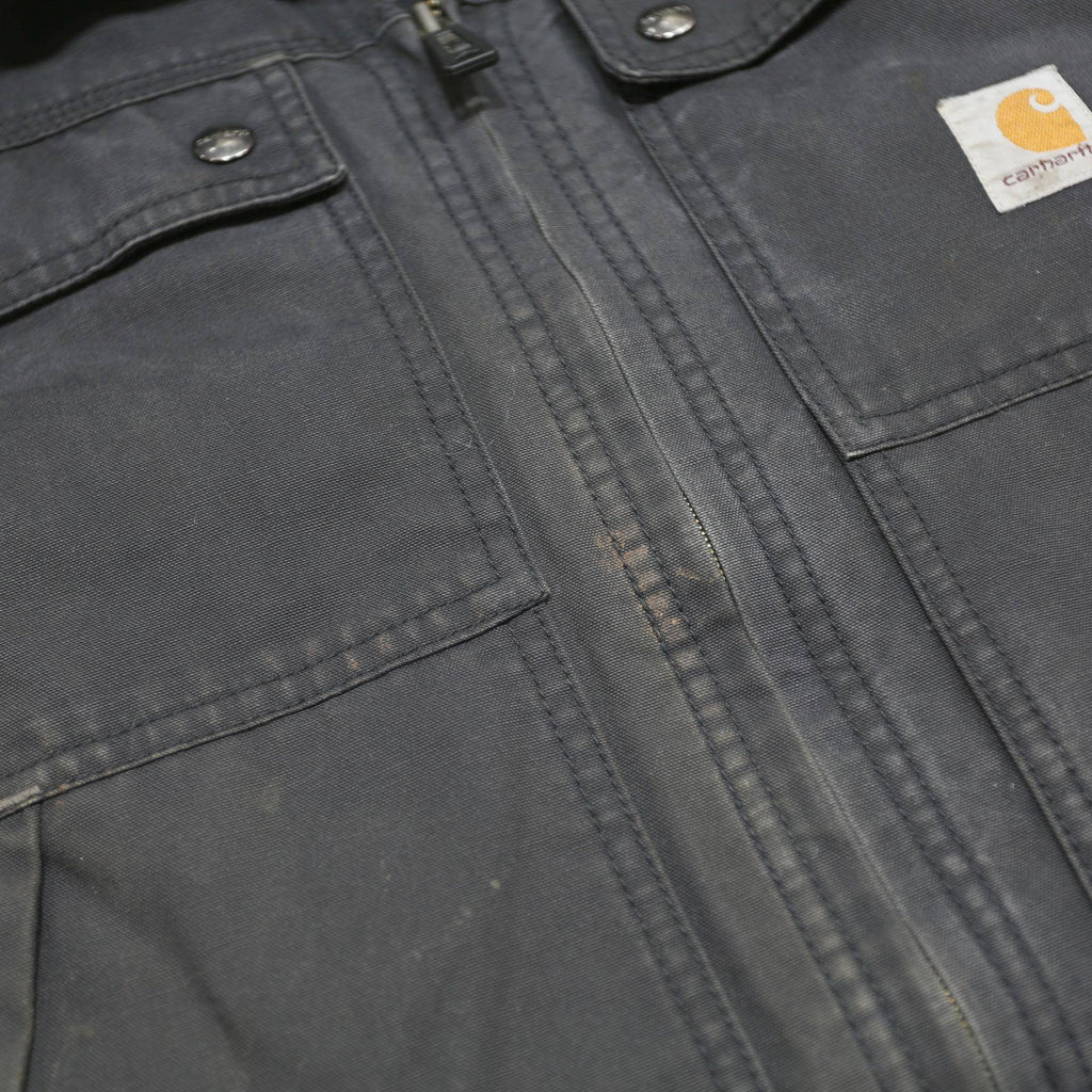 CARHARTT Mens Black Cotton Blend Jacket M Workwear Zip Front Classic Fit Durable
