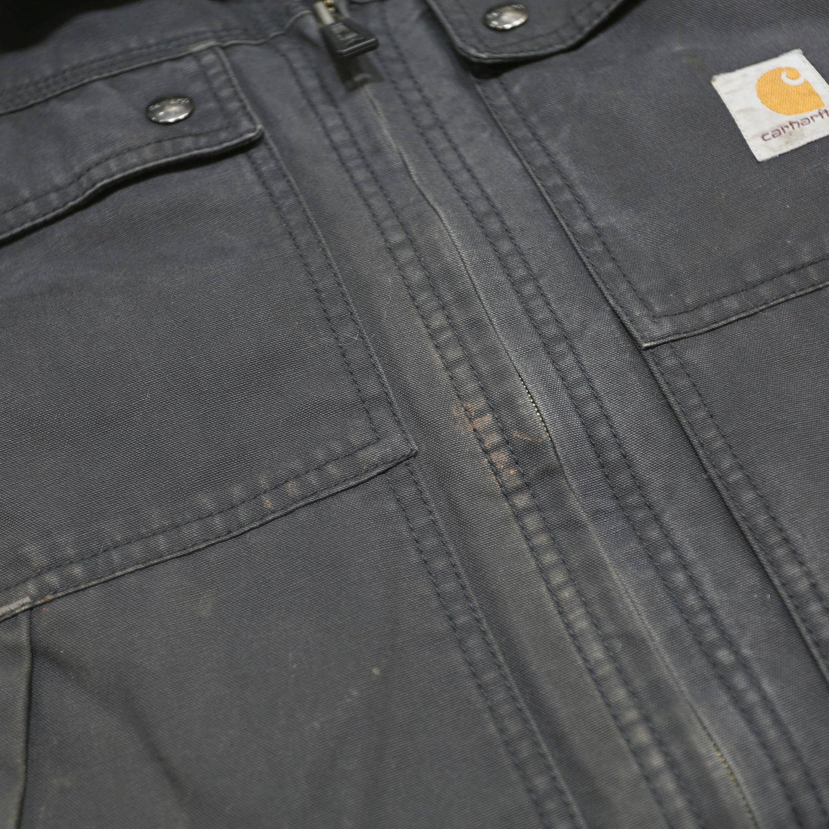 CARHARTT Mens Black Cotton Blend Jacket M Workwear Zip Front Classic Fit Durable